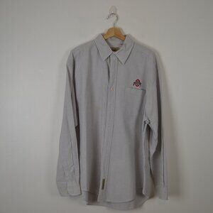 VESI Sportswear University Of Ohio Striped Button Down Mens Front Pocket Shirt